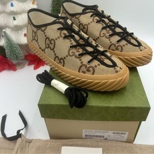 Gucci, beige and brown low top sneakers size 13 made in Spain NWT